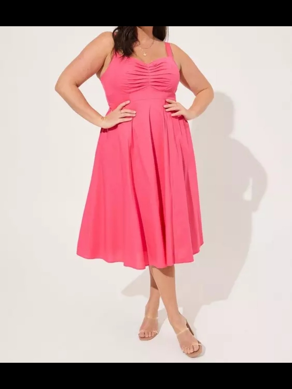 Torrid Midi Poplin Sweetheart Shirred Dress, Size 5X (28)